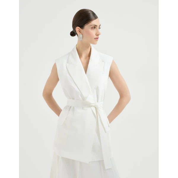 Poplin belted vest