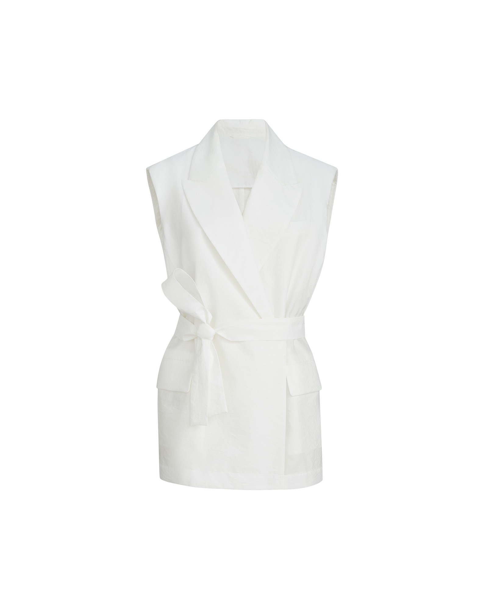 Brunello Cucinelli Poplin belted vest in White