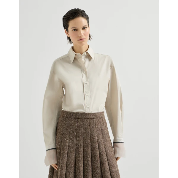 Poplin shirt with silk cuffs
