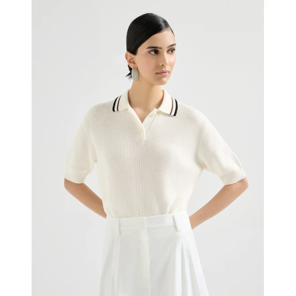 Rib knit polo