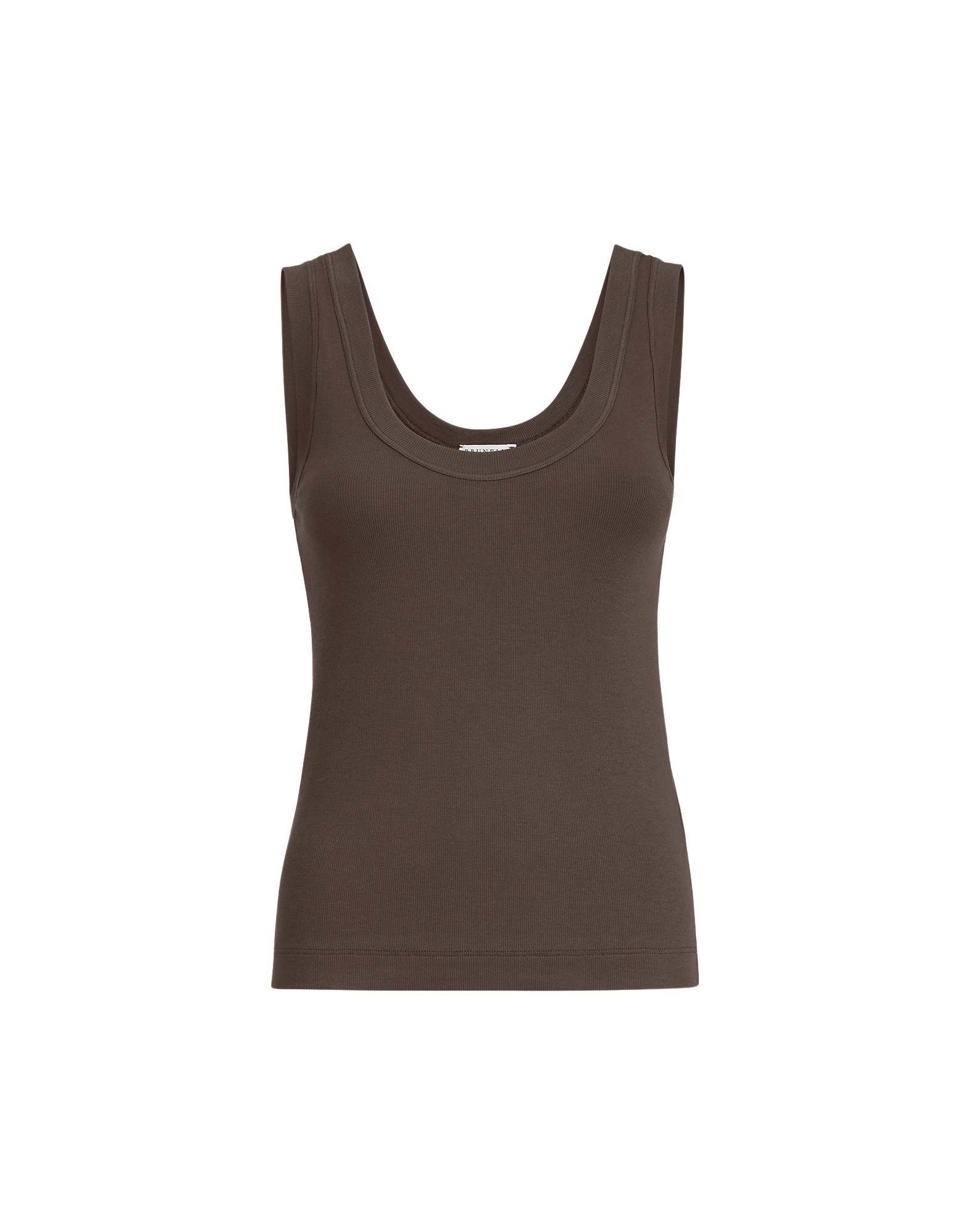 Brunello Cucinelli Ribbed jersey top in Brown
