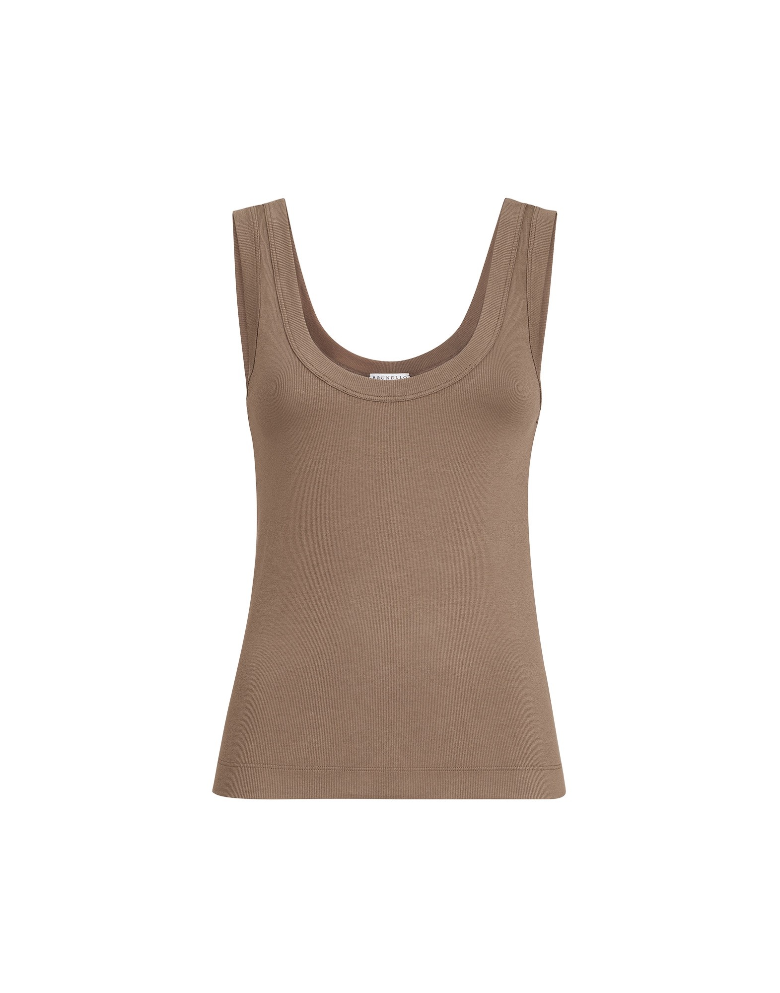 Brunello Cucinelli Ribbed jersey top in Chocolate
