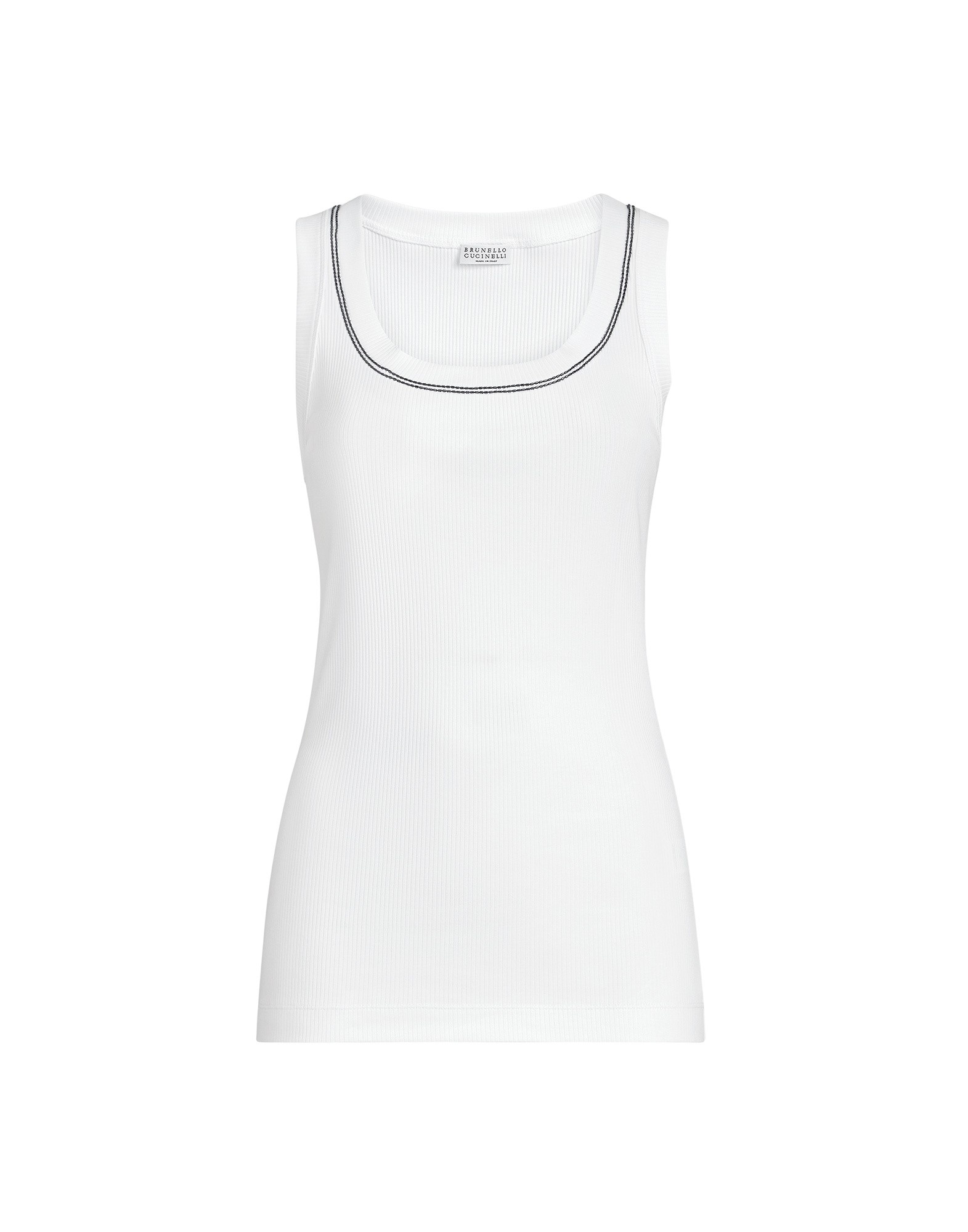 Brunello Cucinelli Ribbed jersey top in White