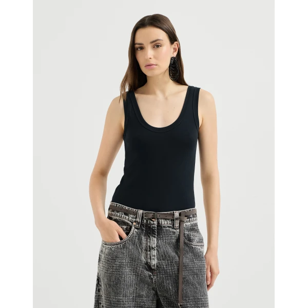 Ribbed jersey top with monili