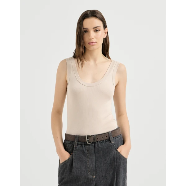 Ribbed jersey top with monili