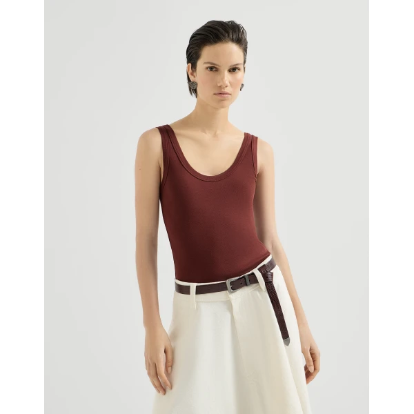 Ribbed jersey top with monili