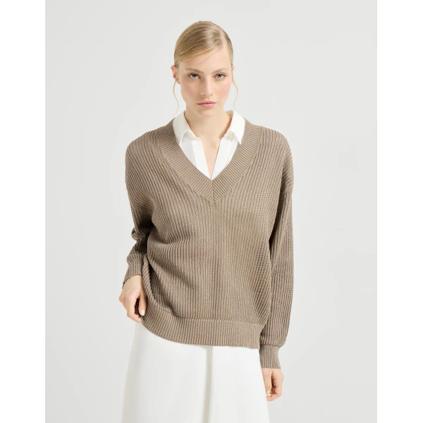 Ribbed net sweater