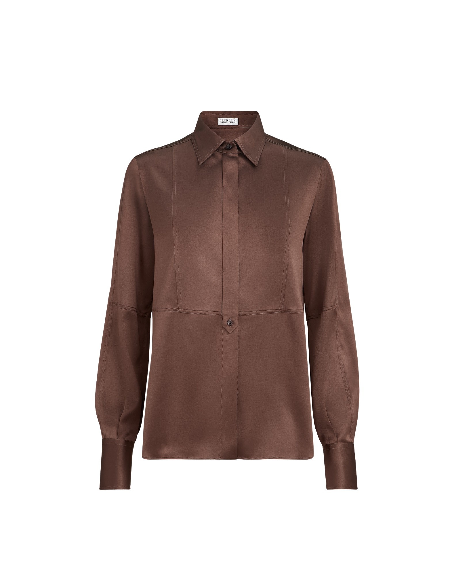 Brunello Cucinelli Satin shirt in Cocoa
