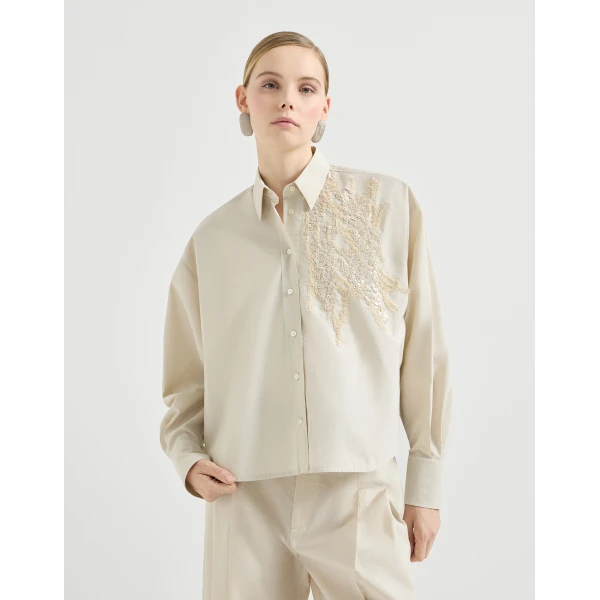 Shirt with dazzling seabed embroidery