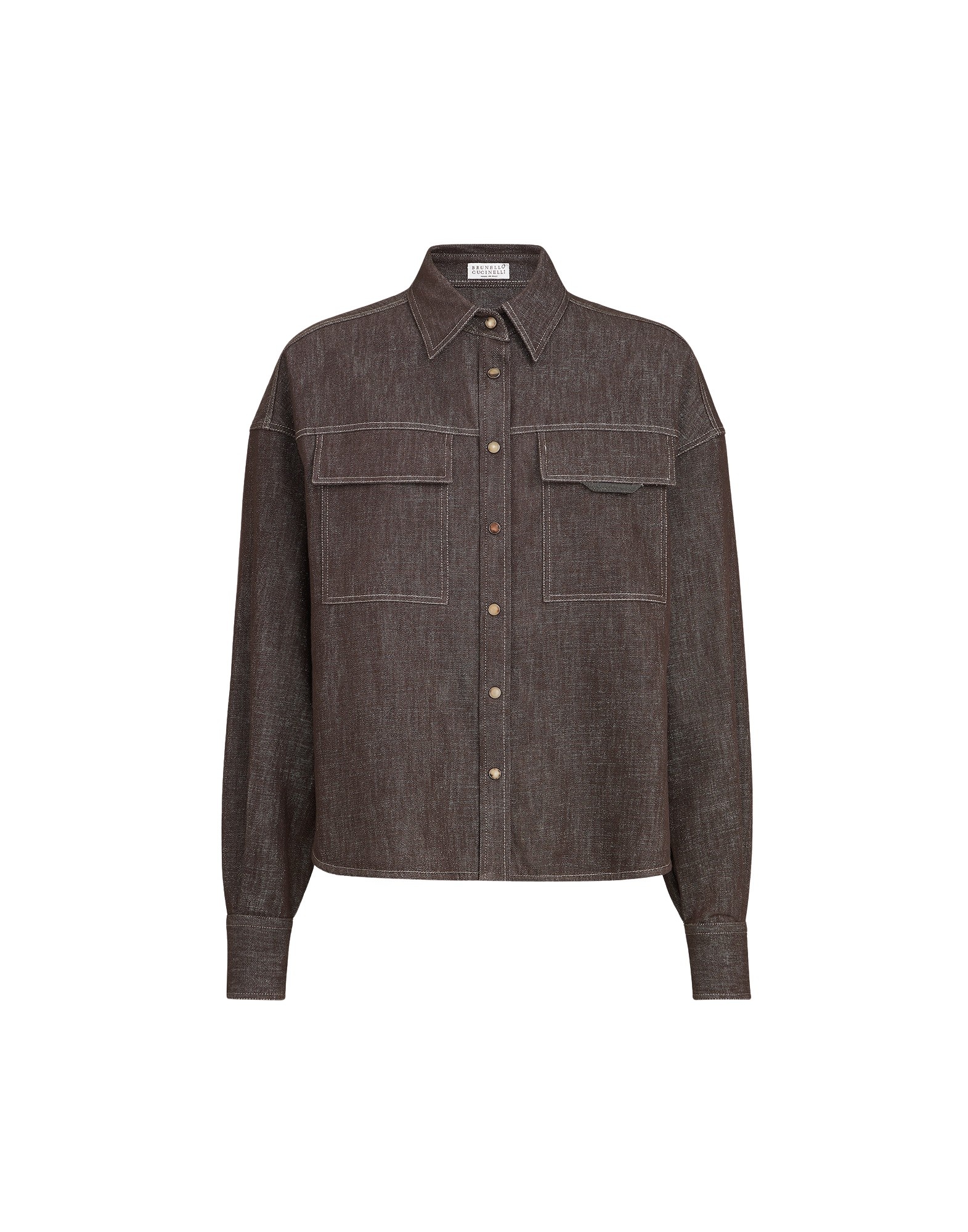 Brunello Cucinelli Sparkling no-fade denim shirt in Cocoa