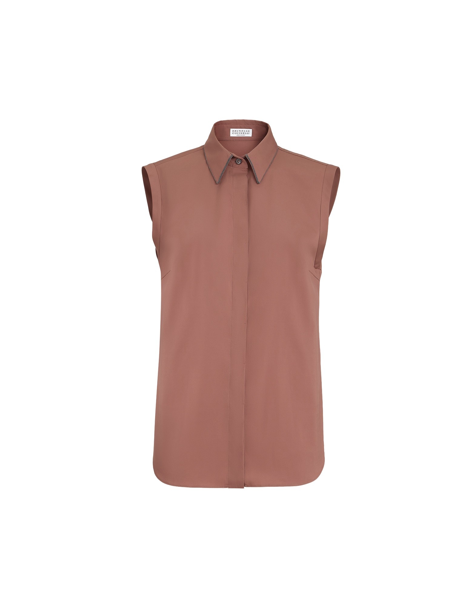 Brunello Cucinelli Stretch poplin shirt in Firebrick