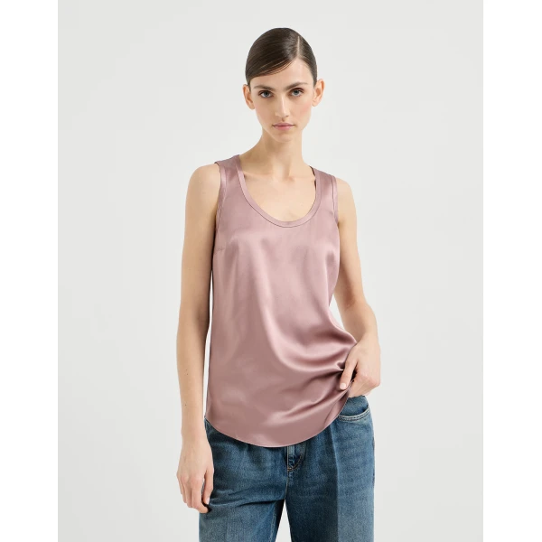 Stretch silk satin camisole
