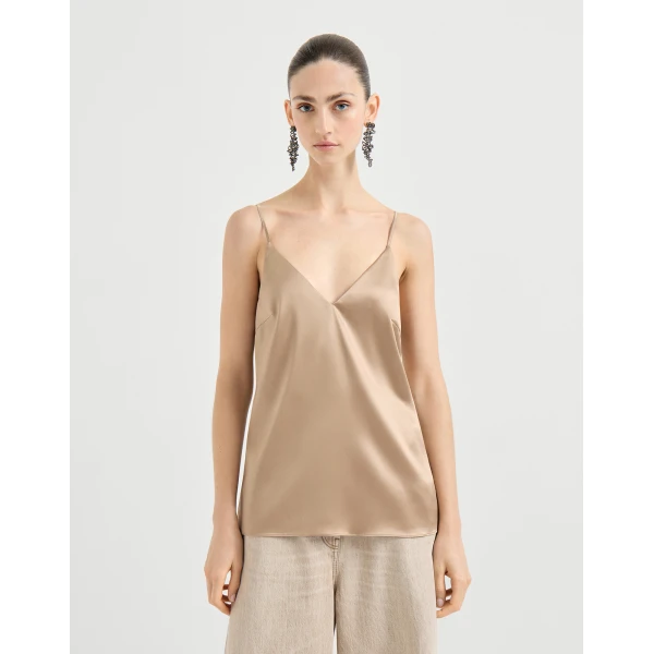 Stretch silk satin camisole