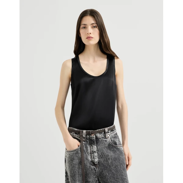 Stretch silk satin camisole