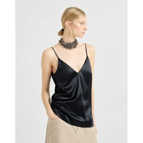 Stretch silk satin camisole
