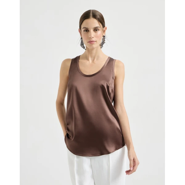 Stretch silk satin camisole