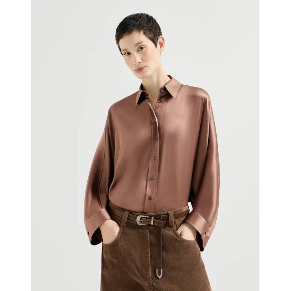 Stretch silk satin shirt