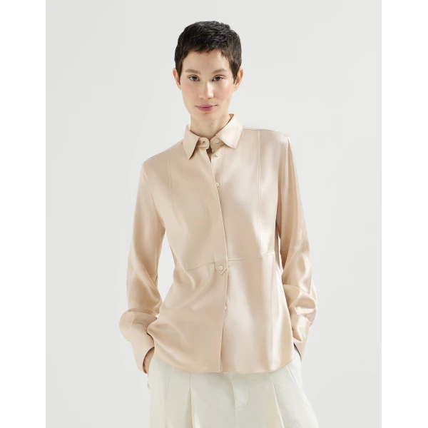 Stretch silk satin shirt