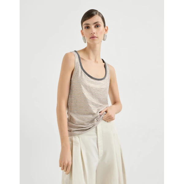 Striped jersey top with monili