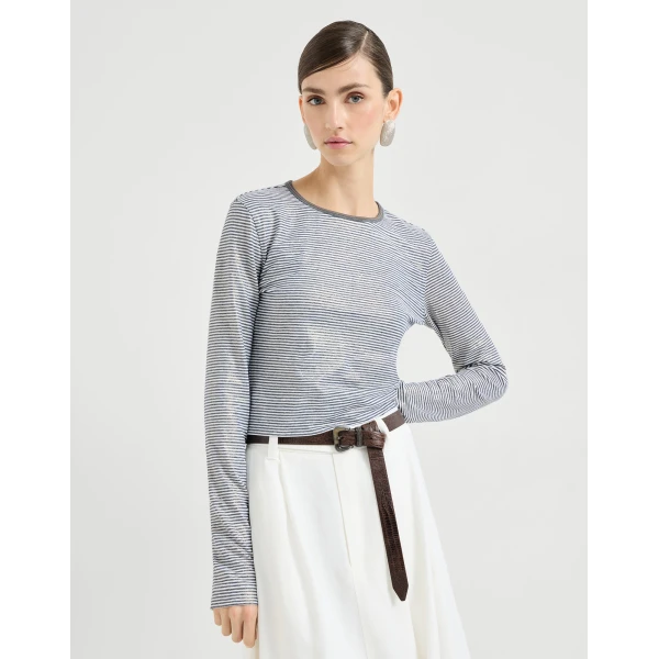 Striped jersey top with monili