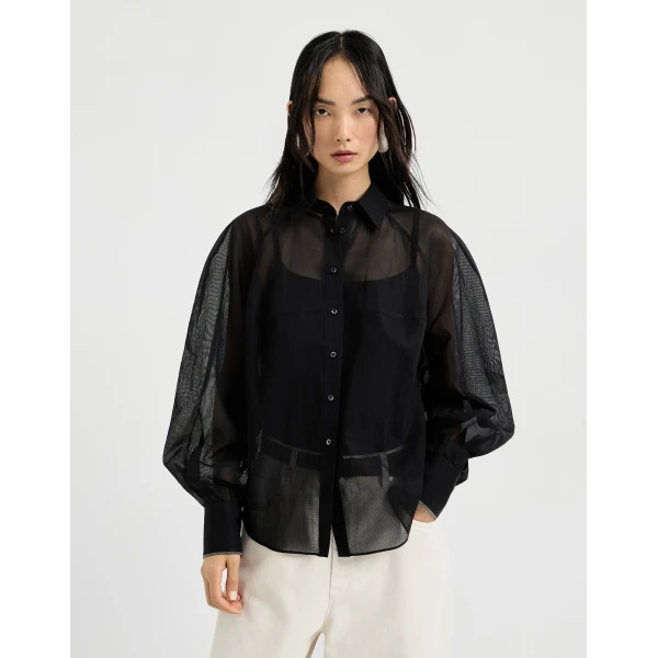 Striped organza shirt
