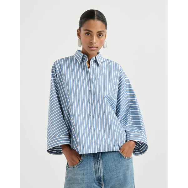 Striped poplin shirt