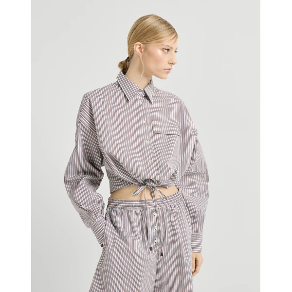 Striped poplin shirt