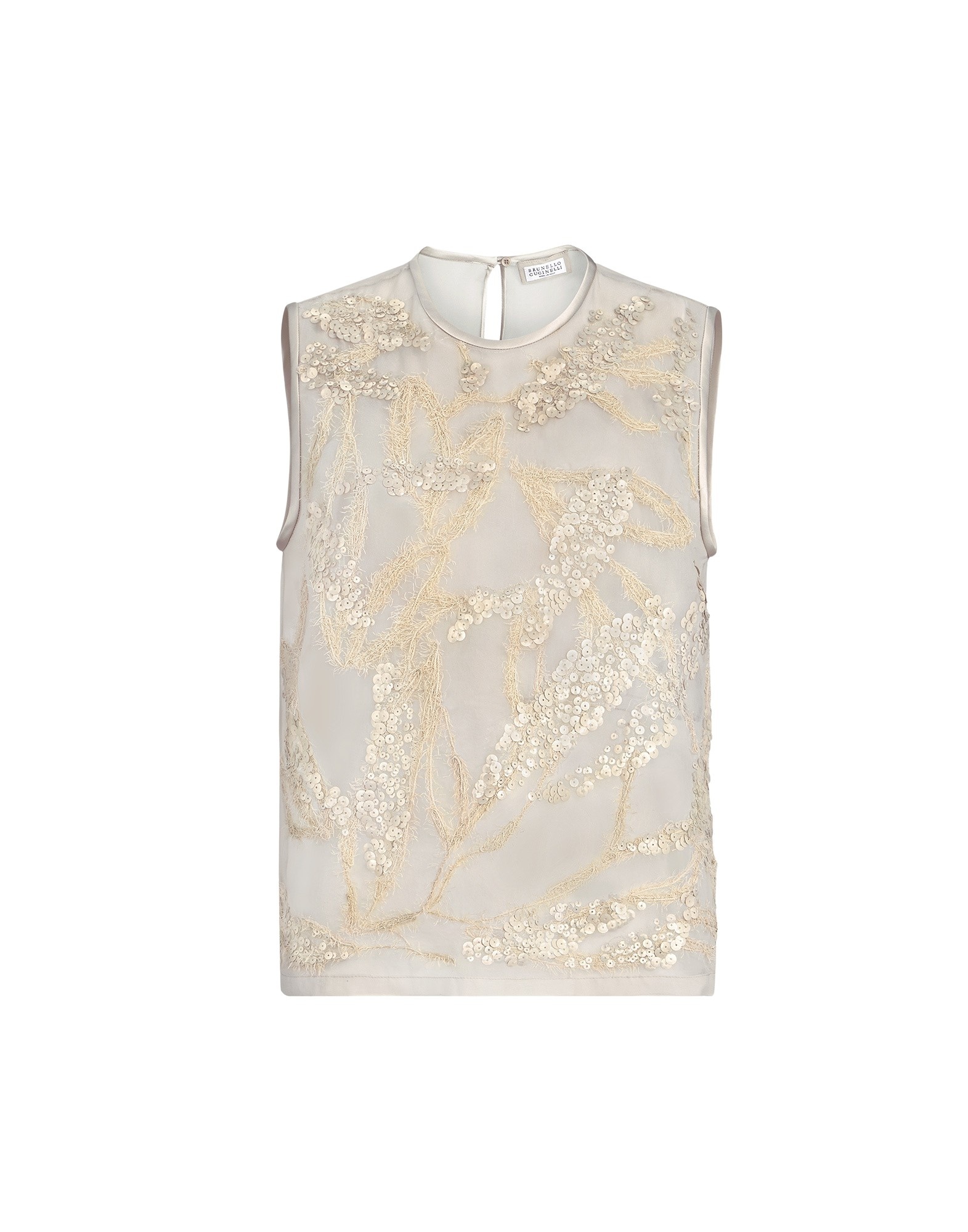Brunello Cucinelli Top with dazzling seabed embroidery in Beige