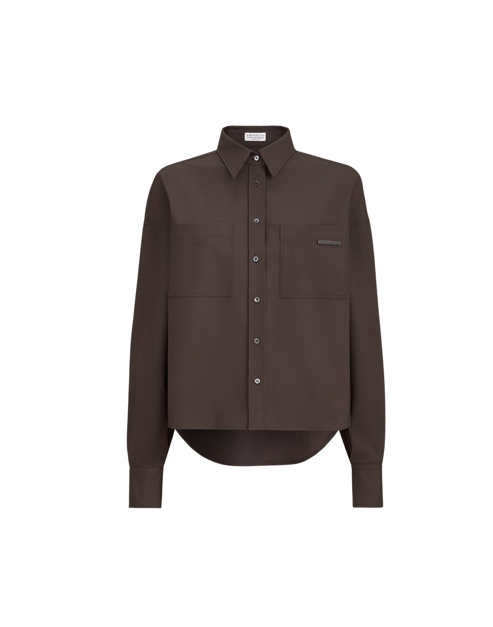 Brunello Cucinelli Tropical Luxury Wool shirt in Brown