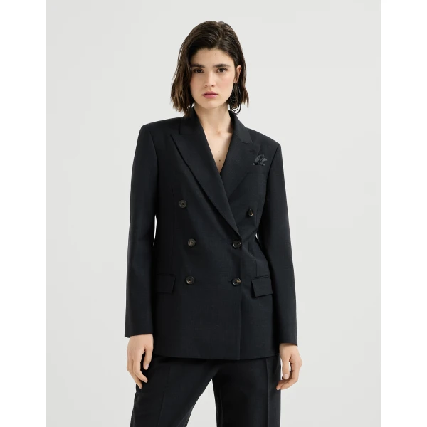 Tropical luxury wool blazer with monili