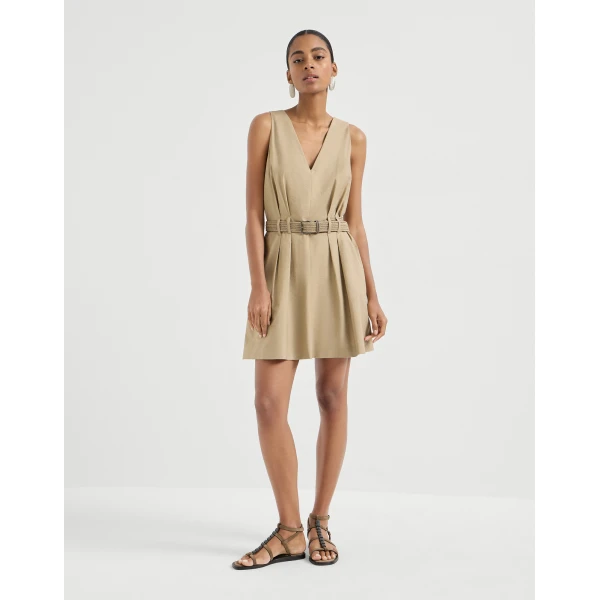 Twill belted dress