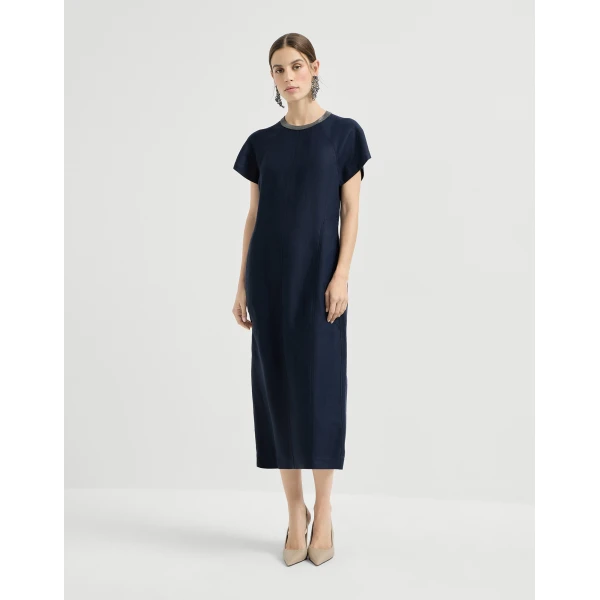 Twill dress with monili