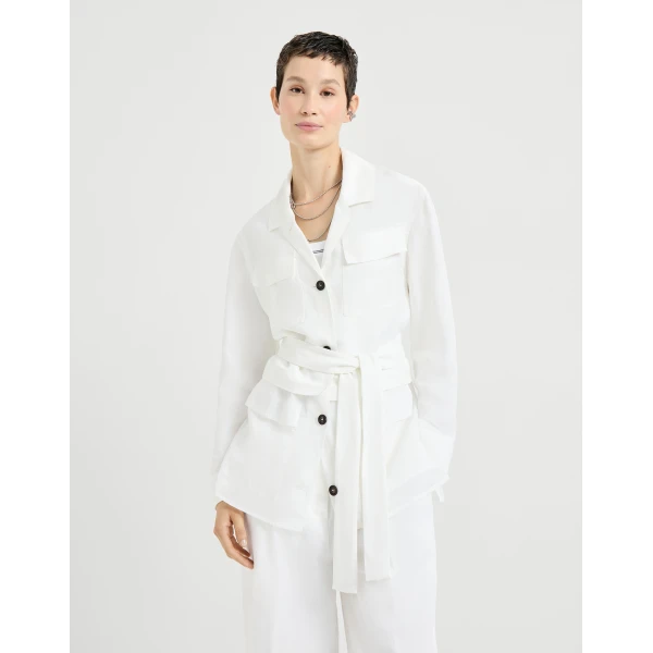 Twill safari jacket with monili