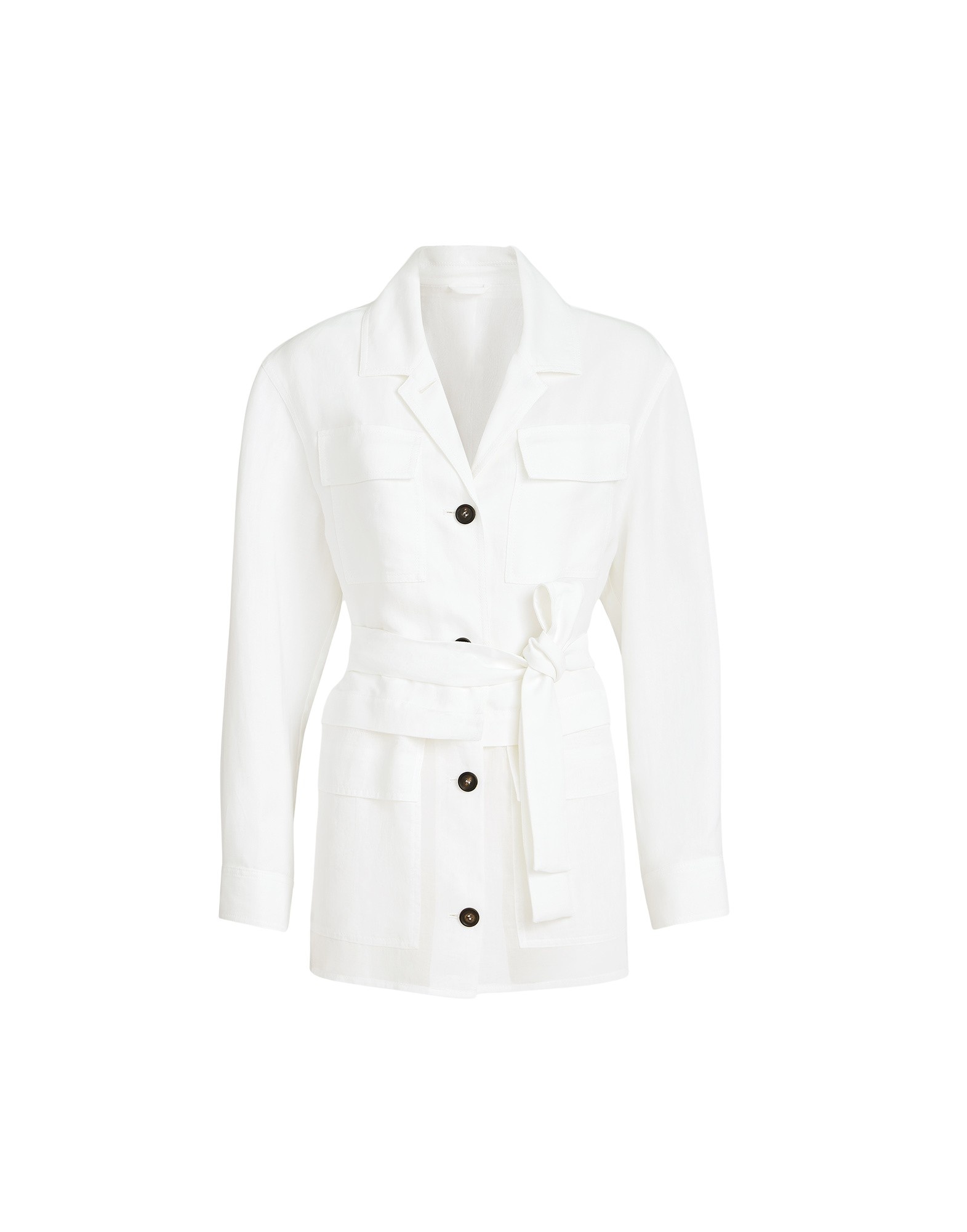 Brunello Cucinelli Twill safari jacket with monili in White