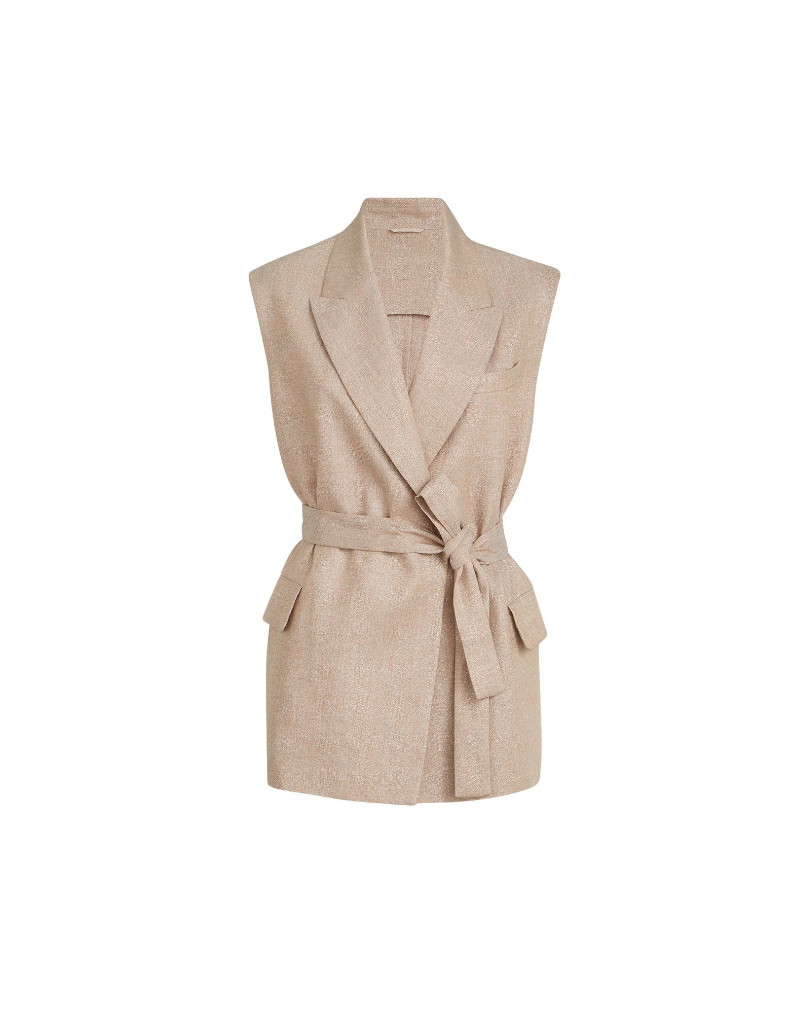 Brunello Cucinelli Twill vest with monili in Antique Pink