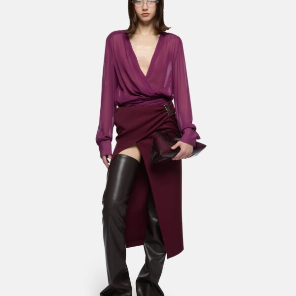 Burgundy midi skirt