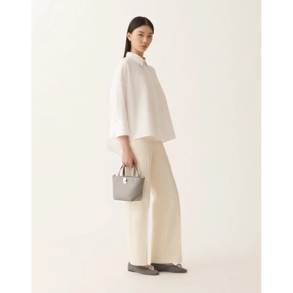 Fabiana Filippi Cropped Shirt in Optic White Poplin, view 2