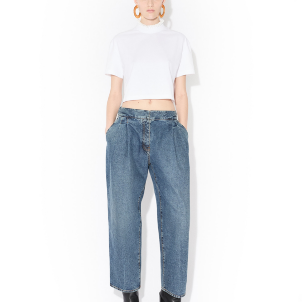 Alaïa Cotton Jersey Cropped T Shirt - ALAÏA Tops - Laser Cut Luxury - Shop at Coveti