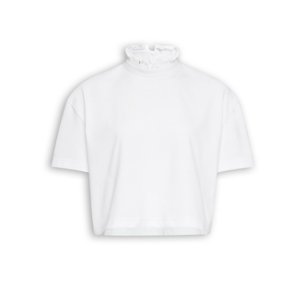 Alaïa Cotton Jersey Cropped T Shirt - ALAÏA Tops - Laser Cut Luxury - Shop at Coveti