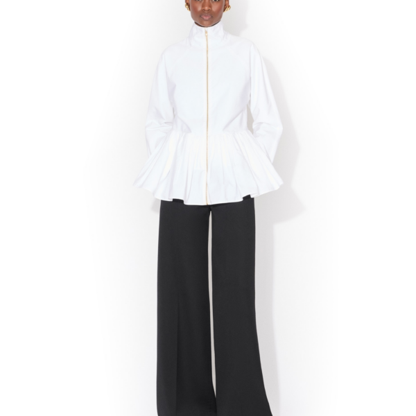 Alaïa Cotton Poplin Peplum Jacket - ALAÏA Jackets - Laser Cut Luxury - Shop at Coveti