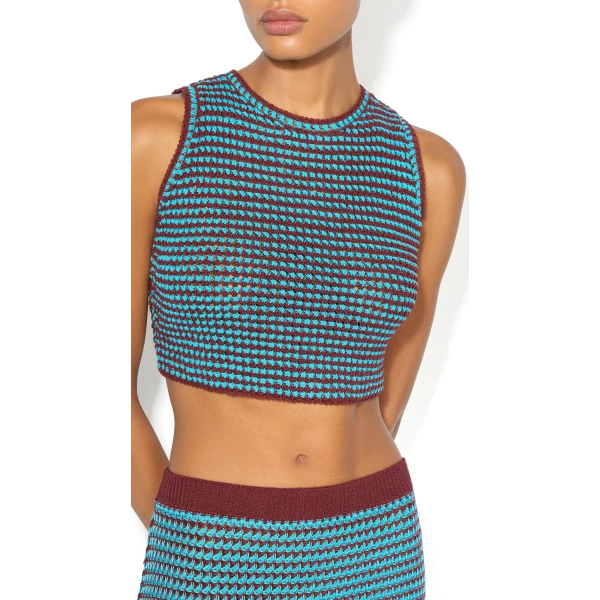Alaia Crochet Knit Crop Top, view 3