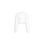 Alaïa Cropped Cotton Poplin Shirt - ALAÏA Tops - Laser Cut Luxury - Shop at Coveti
