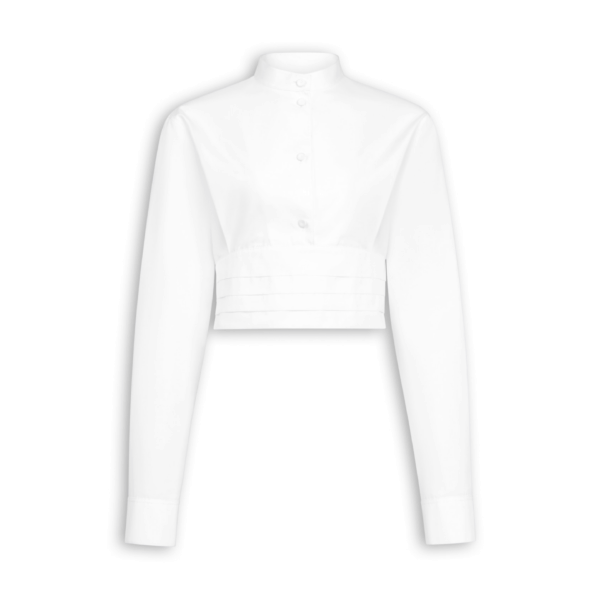 Alaïa Cropped Cotton Poplin Shirt - ALAÏA Tops - Laser Cut Luxury - Shop at Coveti