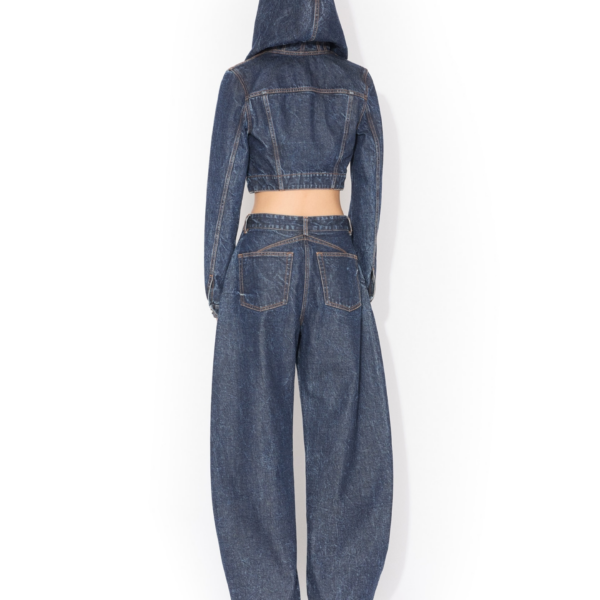 Alaïa Cropped Hooded Denim Jacket - ALAÏA Jackets - Laser Cut Luxury - Shop at Coveti