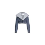 Alaïa Cropped Hooded Denim Jacket - ALAÏA Jackets - Laser Cut Luxury - Shop at Coveti