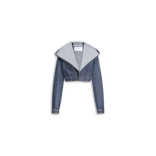 Alaia Cropped Hooded Denim Jacket