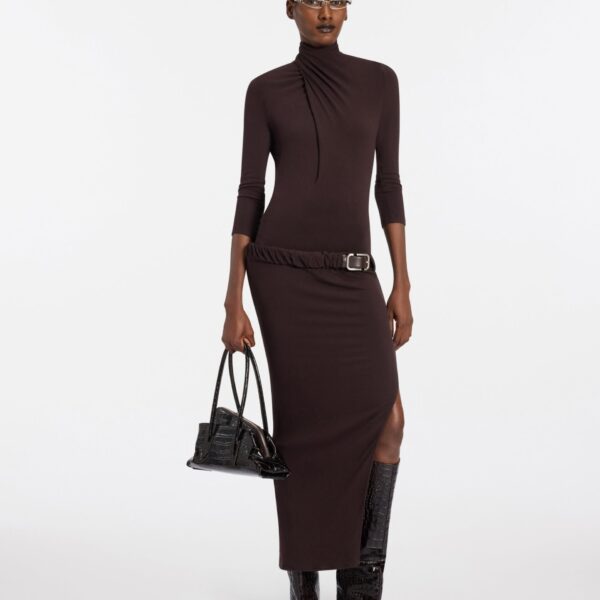 Dark brown midi dress