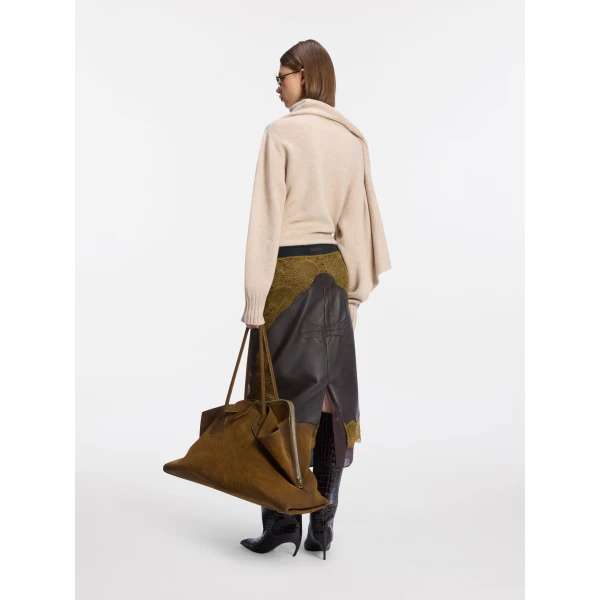The Attico Dark green and dark brown midi skirt, view 3