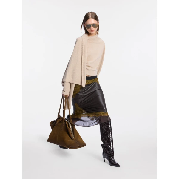 The Attico Dark green and dark brown midi skirt, view 4
