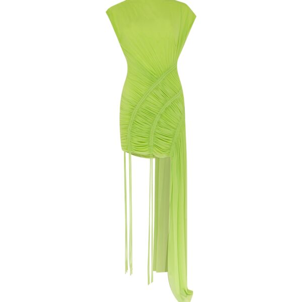 David Koma Asymmetric Hem Ruched Mini Dress